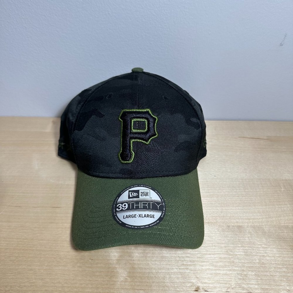 Pittsburgh Pirates Hat Cap New Era 39Thirty L/XL Baseball Stretch Military Camo